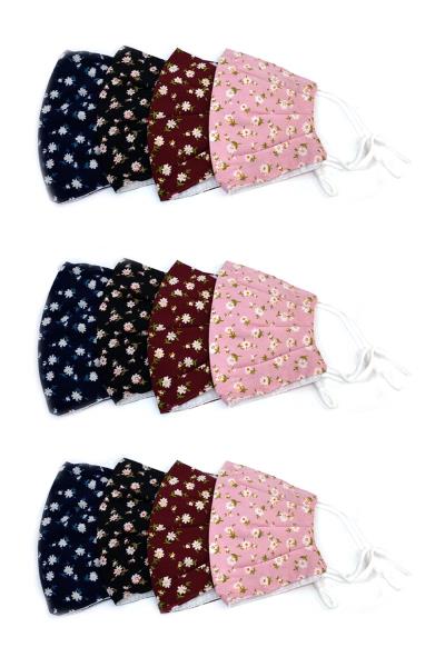 Stylish Wild Flower Print Face Mask 12 Pcs