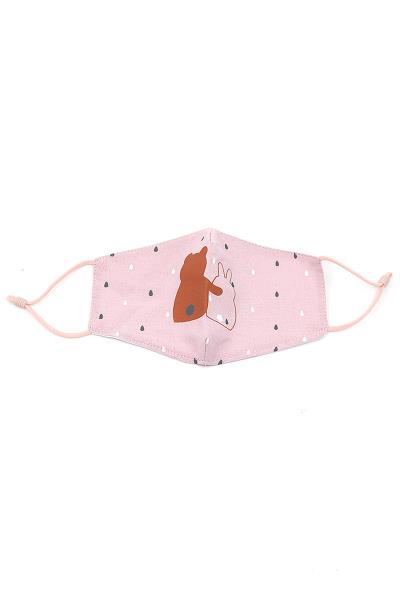KIDS CUTE FASHION RABBIT PRINT FABRIC MASK - 12 PCS.