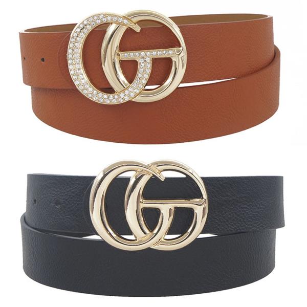 GOLDEN MINI-RHINESTONE FASHION BUCKLE BELT 2 PC SET