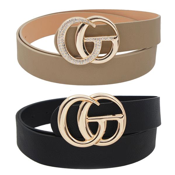 PLUS SIZE GOLDEN MINI-RHINESTONE  FASHION BUCKLE BELT 2 PC SET