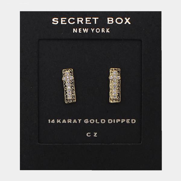 Cross Bar 14K Gold Dipped Earring