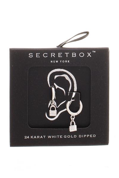 SECRET BOX 10mm Lock Cubic Huggie Hoop Earring