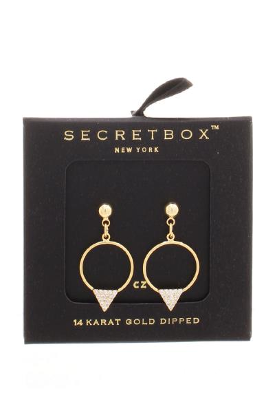 SECRET BOX Metal Triangle Stone Point Earring