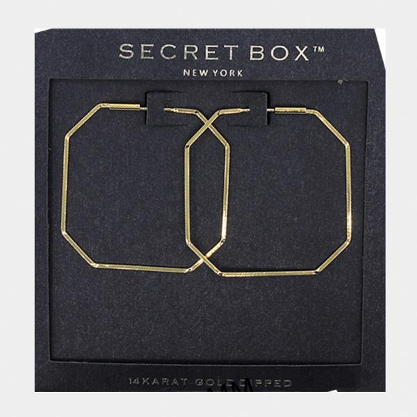 SECRET BOX 14K GOLD DIPPED OCTAGON EARRING