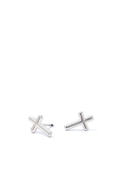 SECRET BOX 14K Gold Dipped Tiny Cross Earring