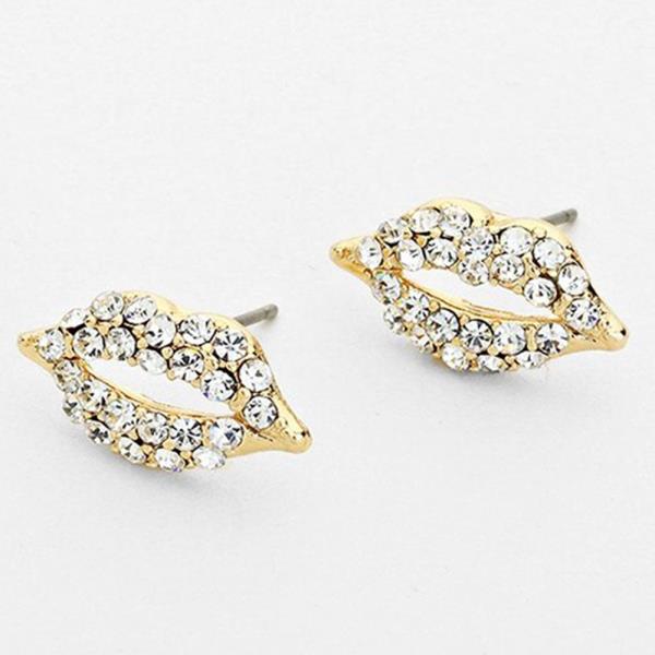 Rhinestone Lips Stud Earring