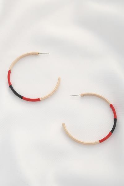 Multi Color Thread Wrap Open Hoop Earring
