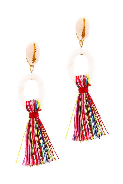 Chic Sea Shell Accent Tassel Drop Earring