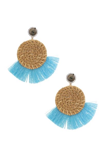 Woven Circle Tassel Drop Earring