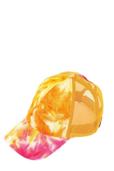 TIE DYE PONY TRUCKER CAP WITH MESH FABRIC