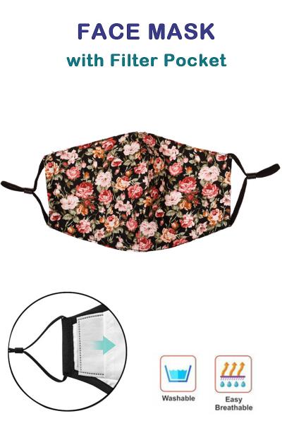 Flower Print Filter Changeable Fabric Mask