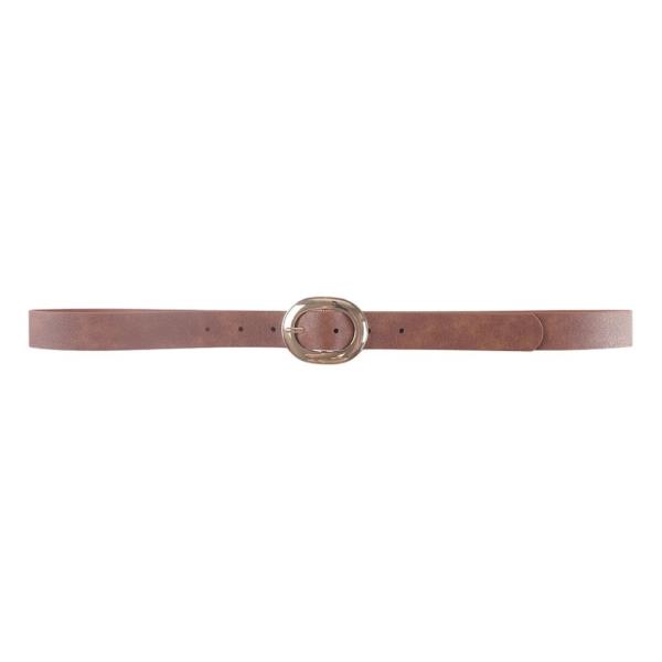 METAL OVAL BUCKLE SKINNY BELT