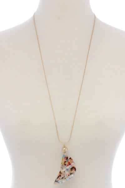 ACETATE ABSTRACT METAL BEAD PENDANT NECKLACE