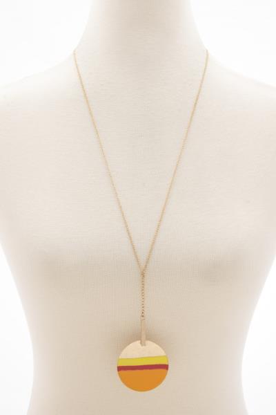 Triple Color Block Round Pendant Necklace