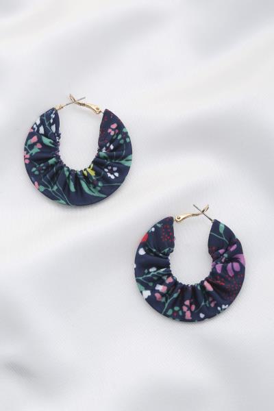 Fabric Print Hoop Earring