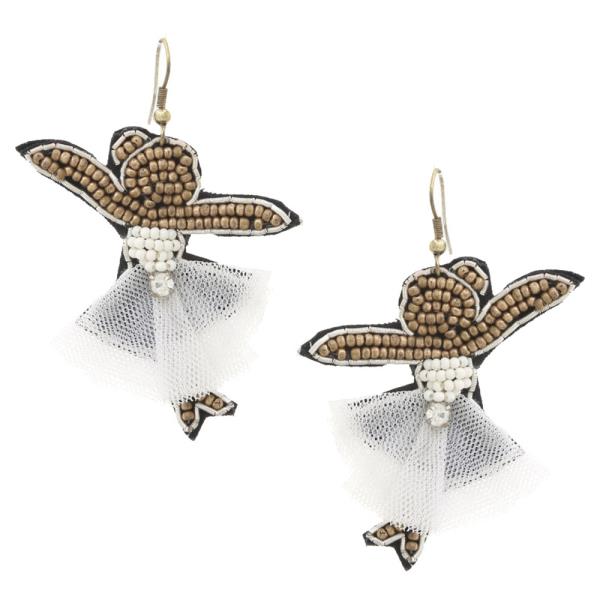 BALLERINA SEED BEAD DANGLE EARRING