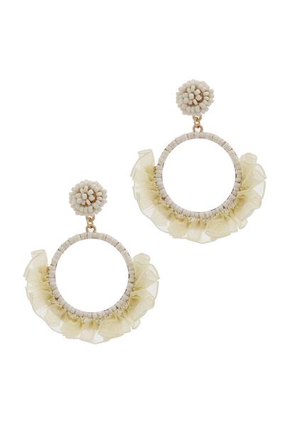 Chiffon Beaded Round Dangle Earring