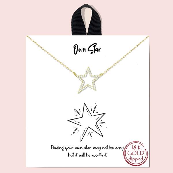 OWN STAR RHINESTONE DAINTY METAL NECKLACE