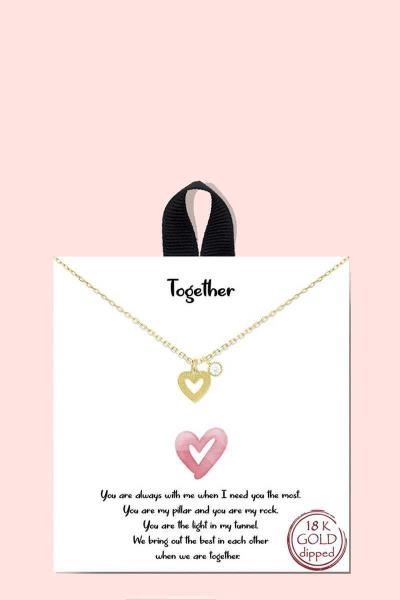 BLB TOGETHER MINI HEART MESSAGE PENDANT NECKLACE