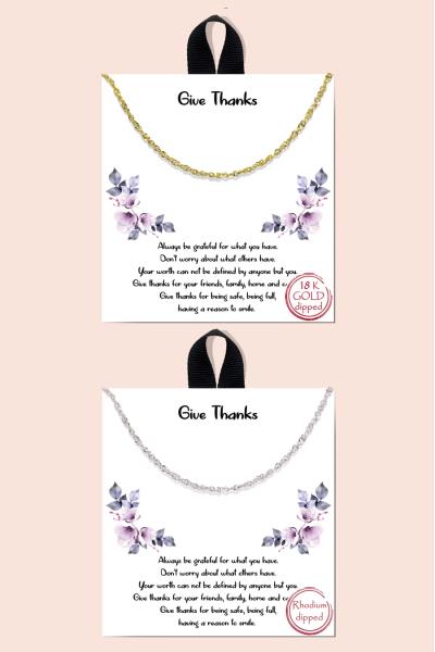 BLB GIVE THANKS METAL CHAIN MESSAGE NECKLACE