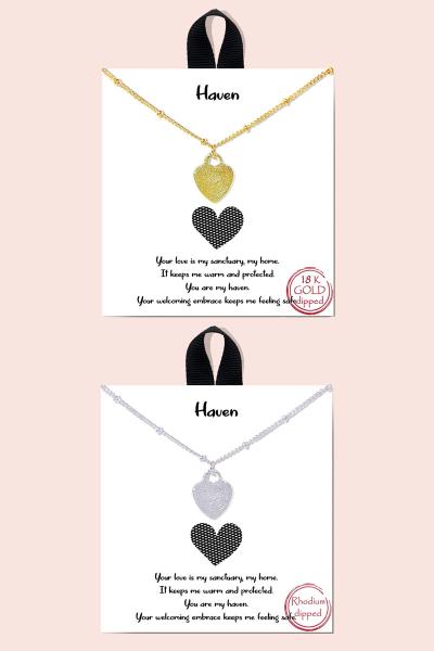 BLB Haven Heart Metal Pendant Necklace