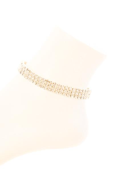 3 Line Simple Rhinestone Anklet