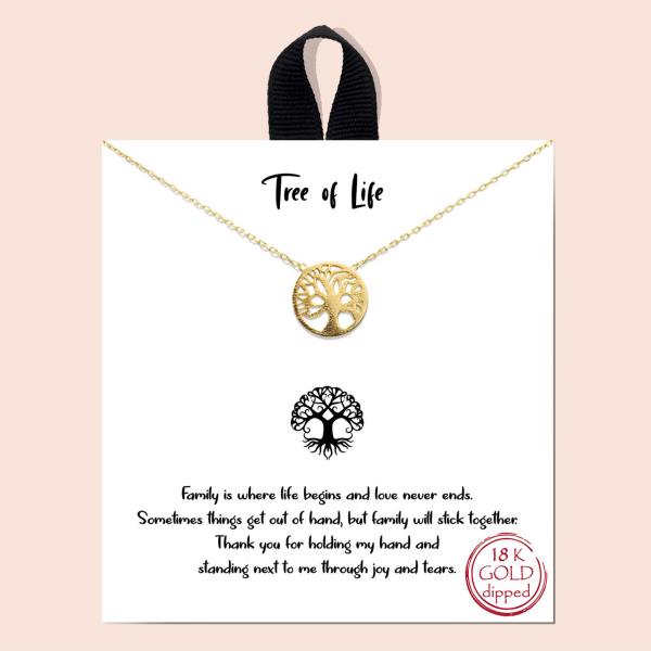 18K GOLD RHODIUM TREE OF THE LIFE NECKLACE