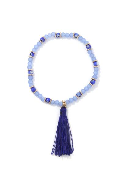 BEADED TASSEL STRETCH BRACELET
