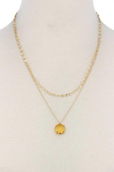 Circle Pendant Layered Necklace