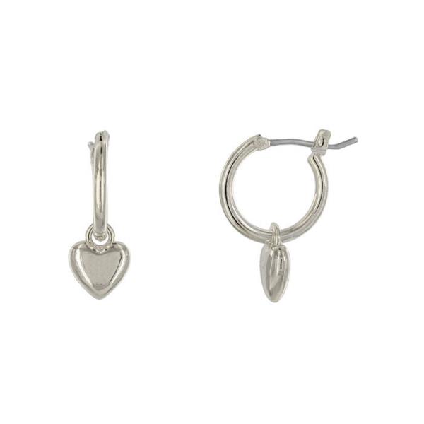 Silver Heart Charm Huggie Earring