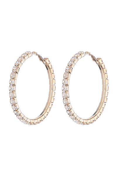 BASIC RHINESTONE 60MM HOOP EARRING