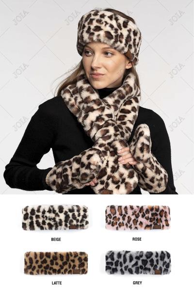 CC FAUX FUR HEADWRAP WITH LEOPARD PATTERN
