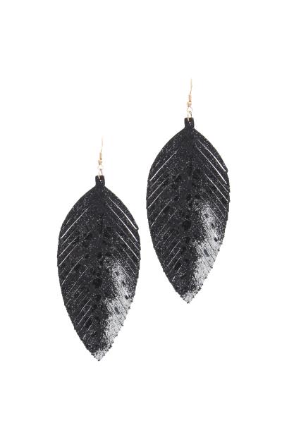 Metallic Fray Edge Genuine Leather Earring