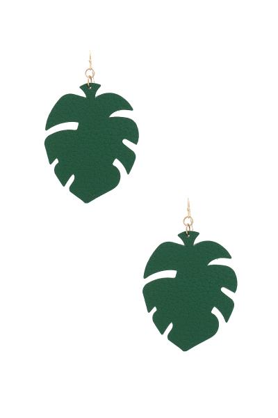 Tropical Leaf PU Leather Earring