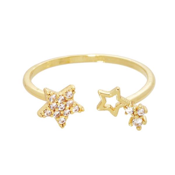 Gold Dipped Star CZ Stone Ring