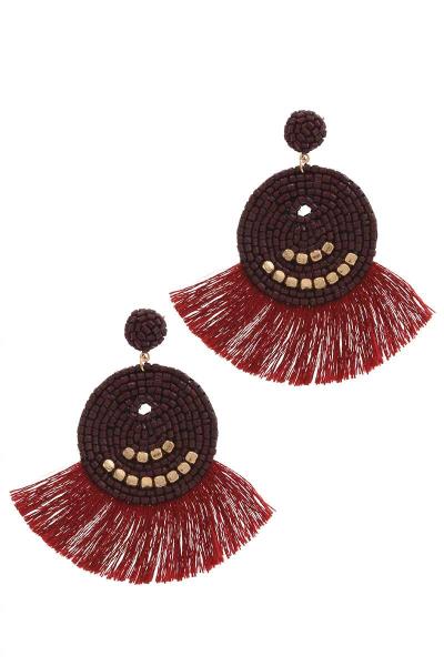 Circle Fan Tassel Drop Earring