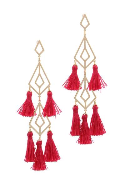 Metal Tassel Post Drop Earring