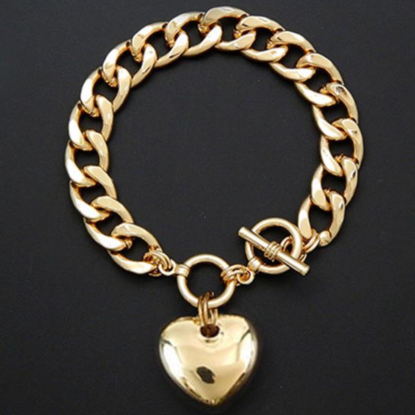 Puffy Heart Charm Toggle Clasp Bracelet