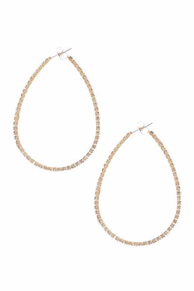 40MM RHINESTONE TEARDROP HOOP EARRING