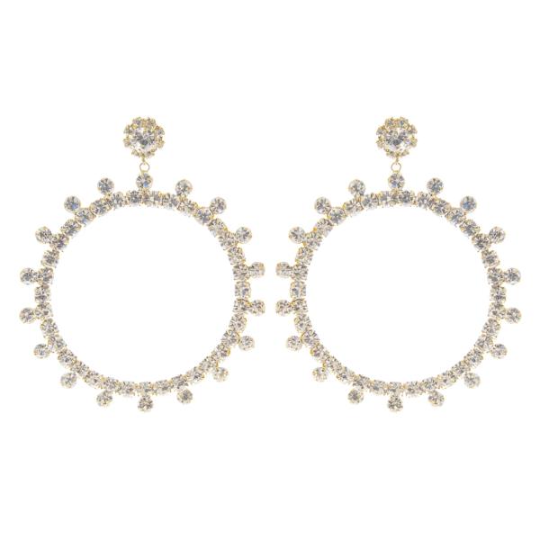 Round Rhinestone Hoop Earring