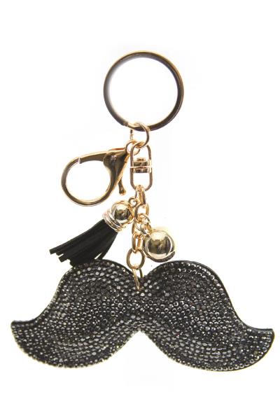 MUSTACHE PUFFY BLING KEYCHAIN