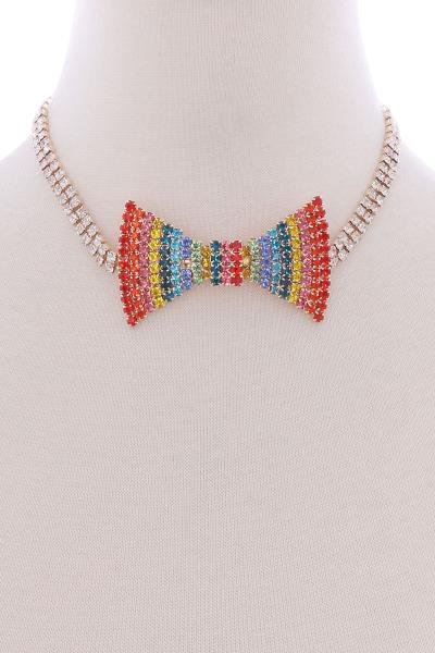 Rhinestone Ribbon Necklace