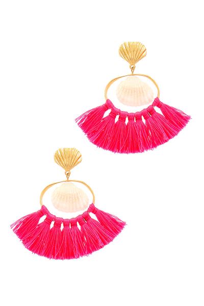 Chic Sea Shell Accent Tassel Drop Earring