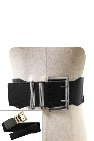 WIDE METAL BUCKLE ELASTIC BELT