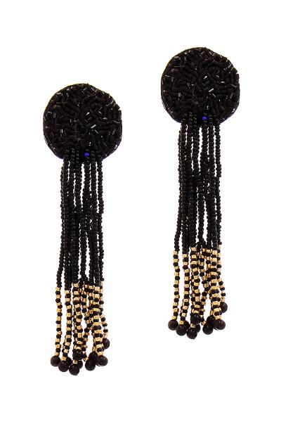 Circle Seed Bead Dangle Post Drop Earring