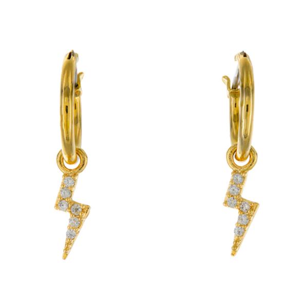 DANGLE LIGHTNING STUDDED STONE MINI HOOP EARRING
