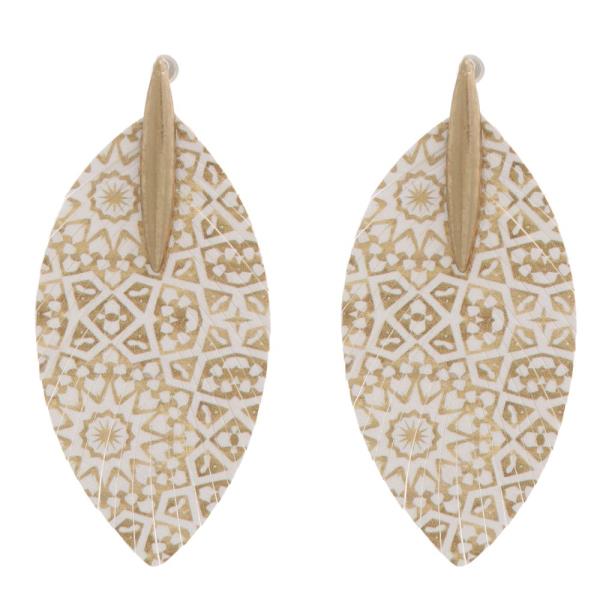 Multi Pattern Leather Leaf Earring