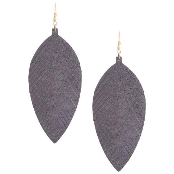 Fray Edge Genuine Leather Drop Earring