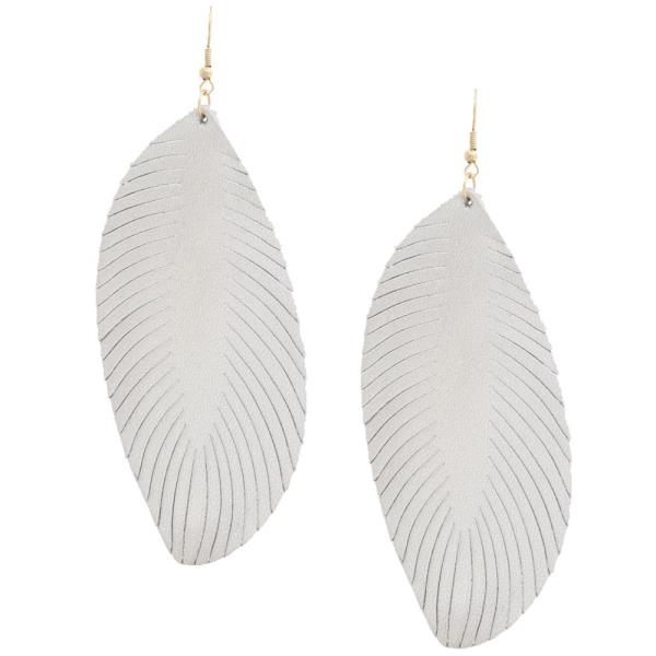 Solid Fray Edge Genuine Leather Drop Earring