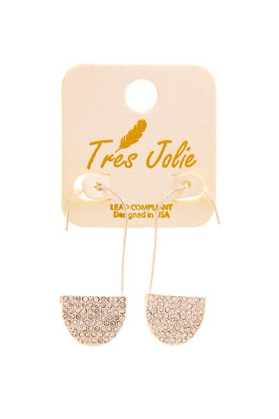 Half Moon Rhinestone Metal Earring
